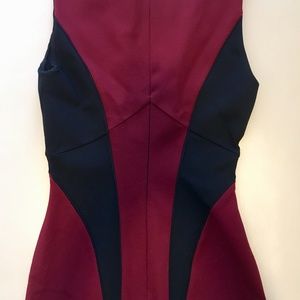 INTERMIX Maroon Mini Dress with Black Accents